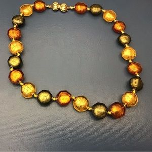 NWOT Beautiful Glass Murano bead Necklace in the stunning Fall Colors